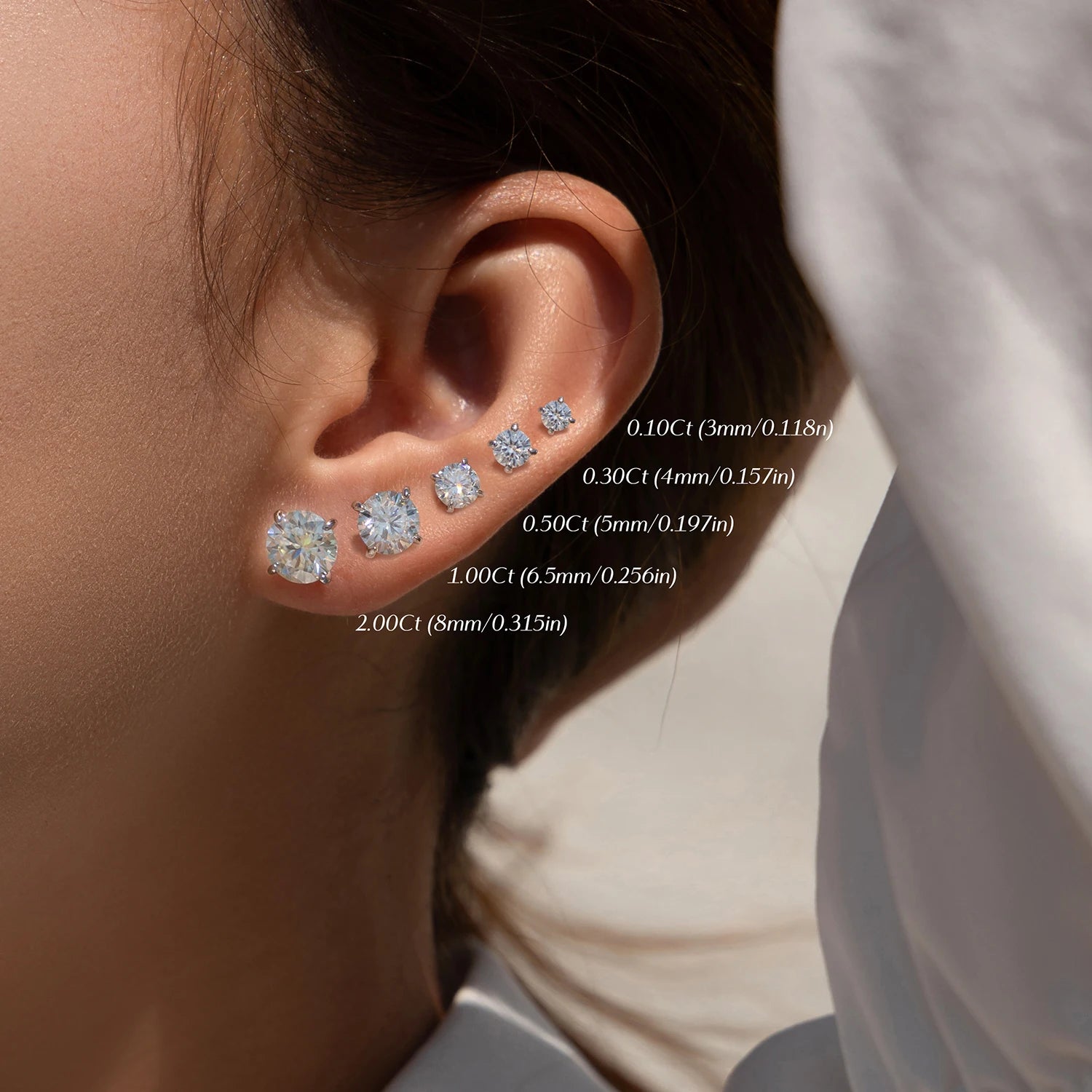 5 Sizes D Color Moissanite Earrings 925 Sterling Silver Sparkling Luxury Stud Earrings for Women Wedding Fine Jewelry