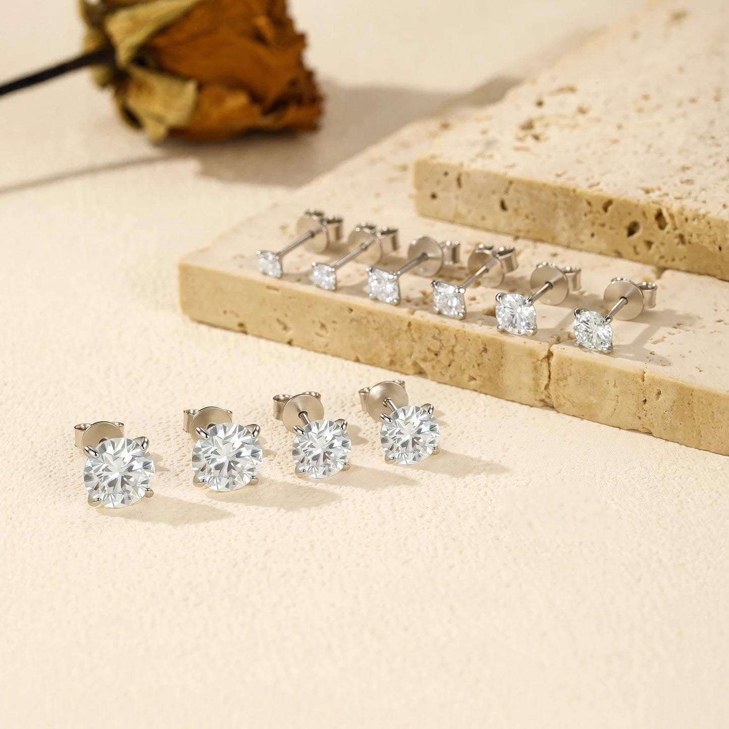 5 Sizes D Color Moissanite Earrings 925 Sterling Silver Sparkling Luxury Stud Earrings for Women Wedding Fine Jewelry