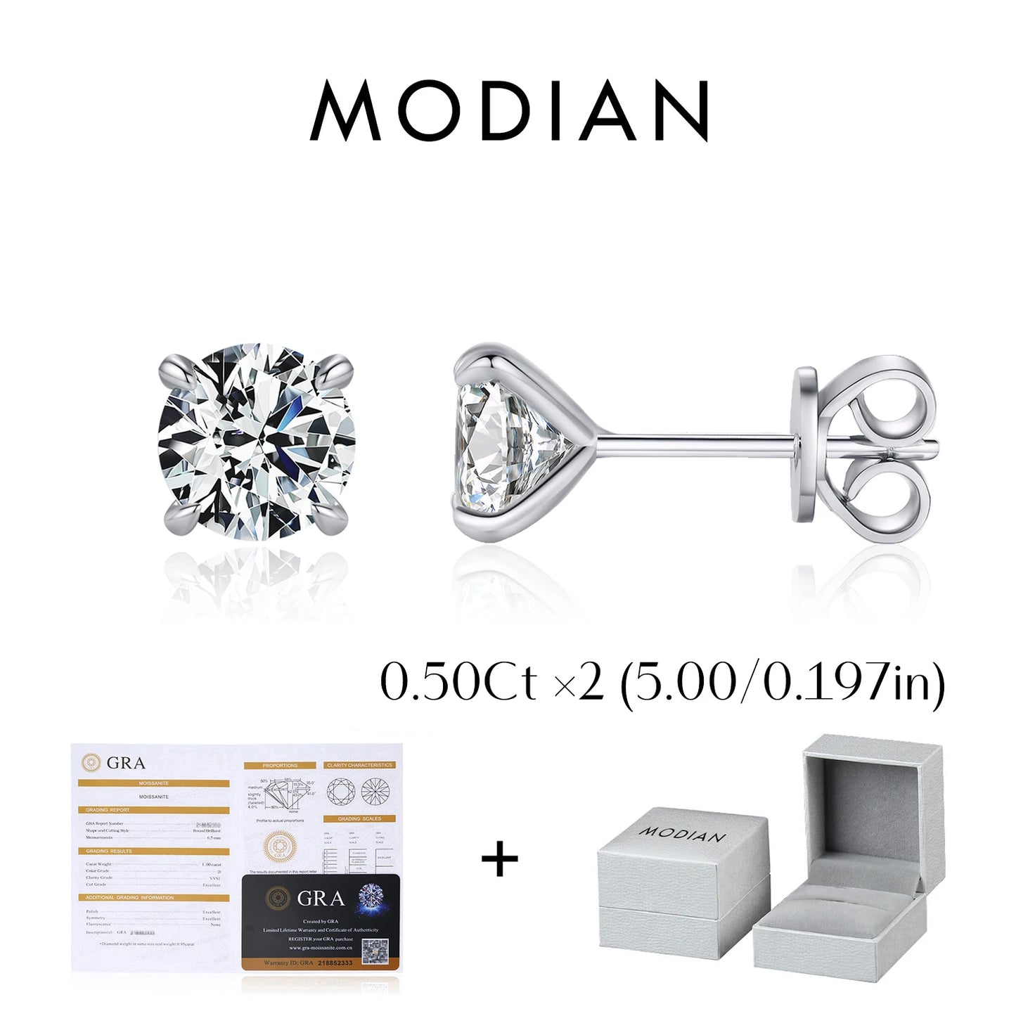 5 Sizes D Color Moissanite Earrings 925 Sterling Silver Sparkling Luxury Stud Earrings for Women Wedding Fine Jewelry