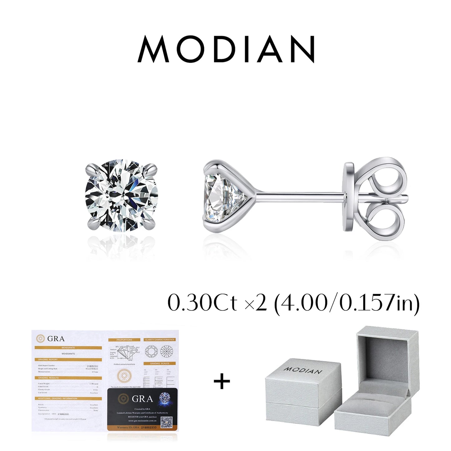 5 Sizes D Color Moissanite Earrings 925 Sterling Silver Sparkling Luxury Stud Earrings for Women Wedding Fine Jewelry