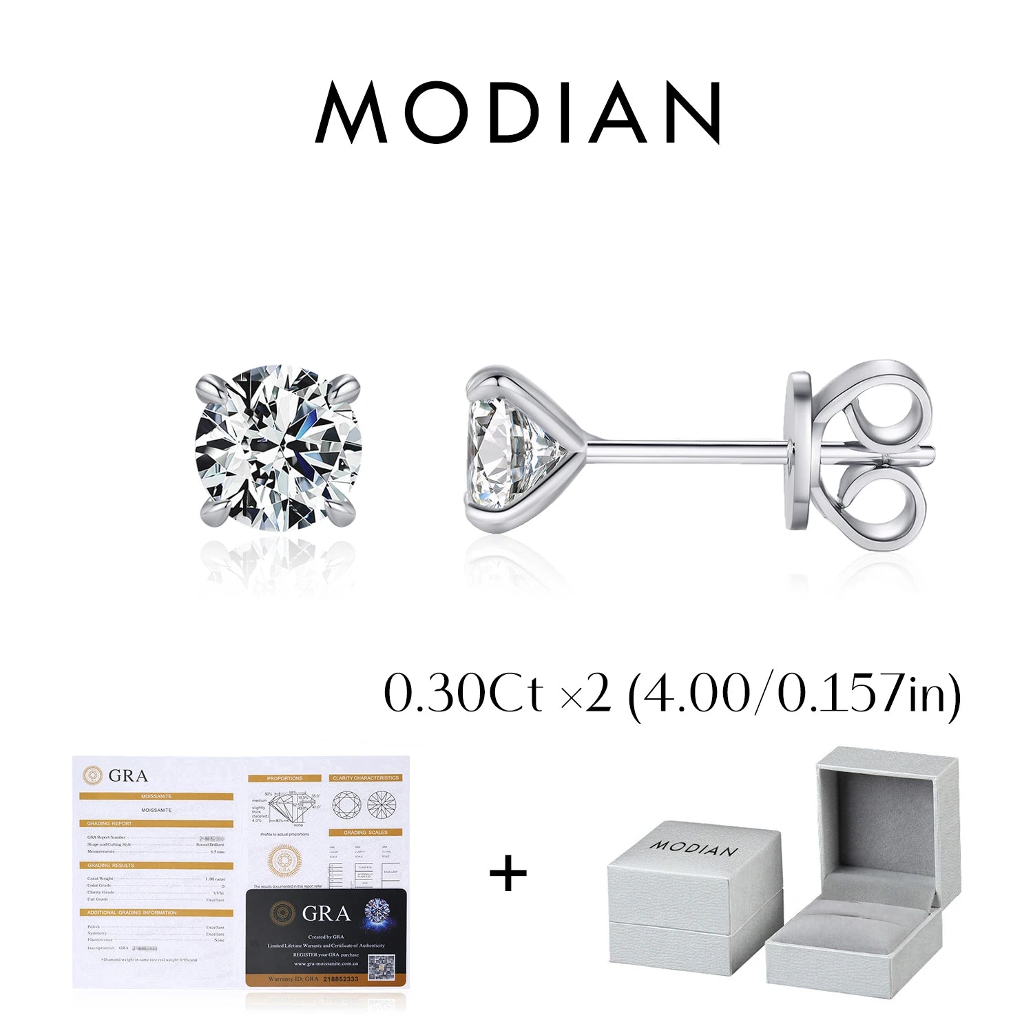 5 Sizes D Color Moissanite Earrings 925 Sterling Silver Sparkling Luxury Stud Earrings for Women Wedding Fine Jewelry