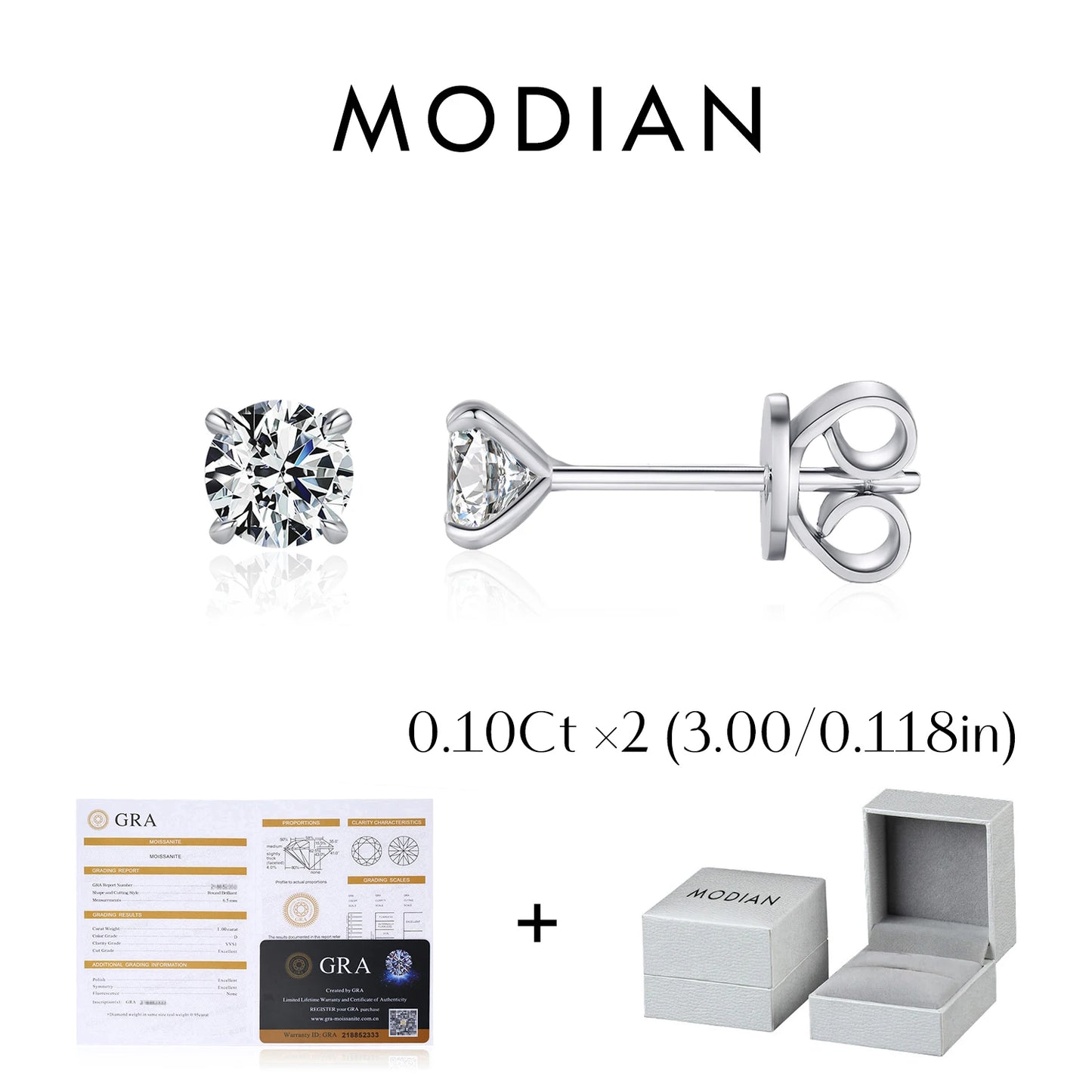 5 Sizes D Color Moissanite Earrings 925 Sterling Silver Sparkling Luxury Stud Earrings for Women Wedding Fine Jewelry