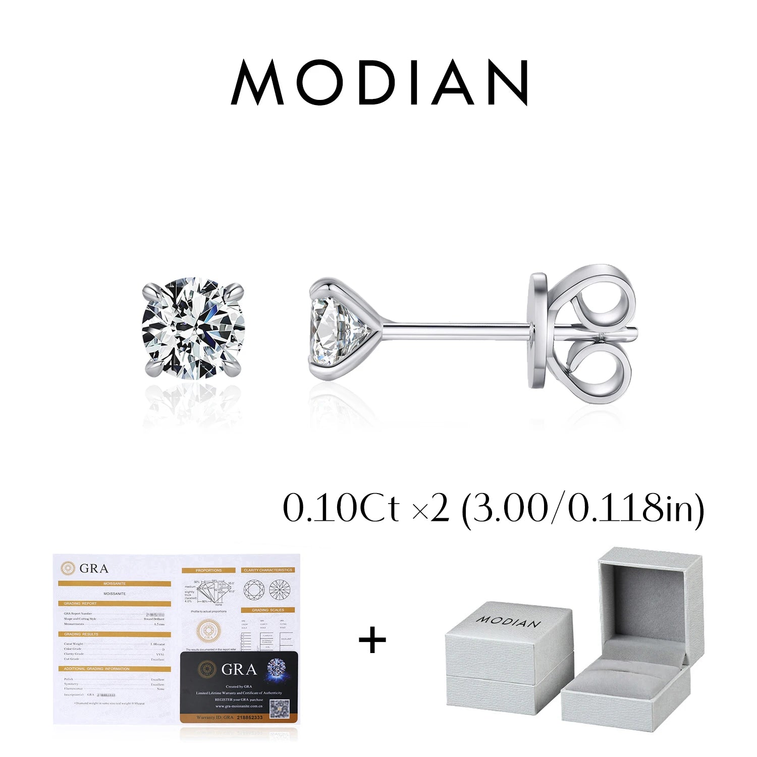 5 Sizes D Color Moissanite Earrings 925 Sterling Silver Sparkling Luxury Stud Earrings for Women Wedding Fine Jewelry