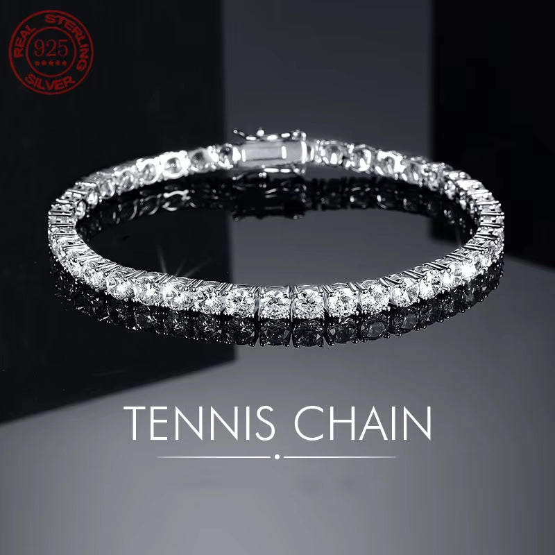 100% Real Moissanite Tennis Bracelet 925 Sterling Silver Plated 18K Gold with GRA Bracelet for Women Man Sparkling Party Jewelry