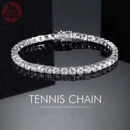 100% Real Moissanite Tennis Bracelet 925 Sterling Silver Plated 18K Gold with GRA Bracelet for Women Man Sparkling Party Jewelry