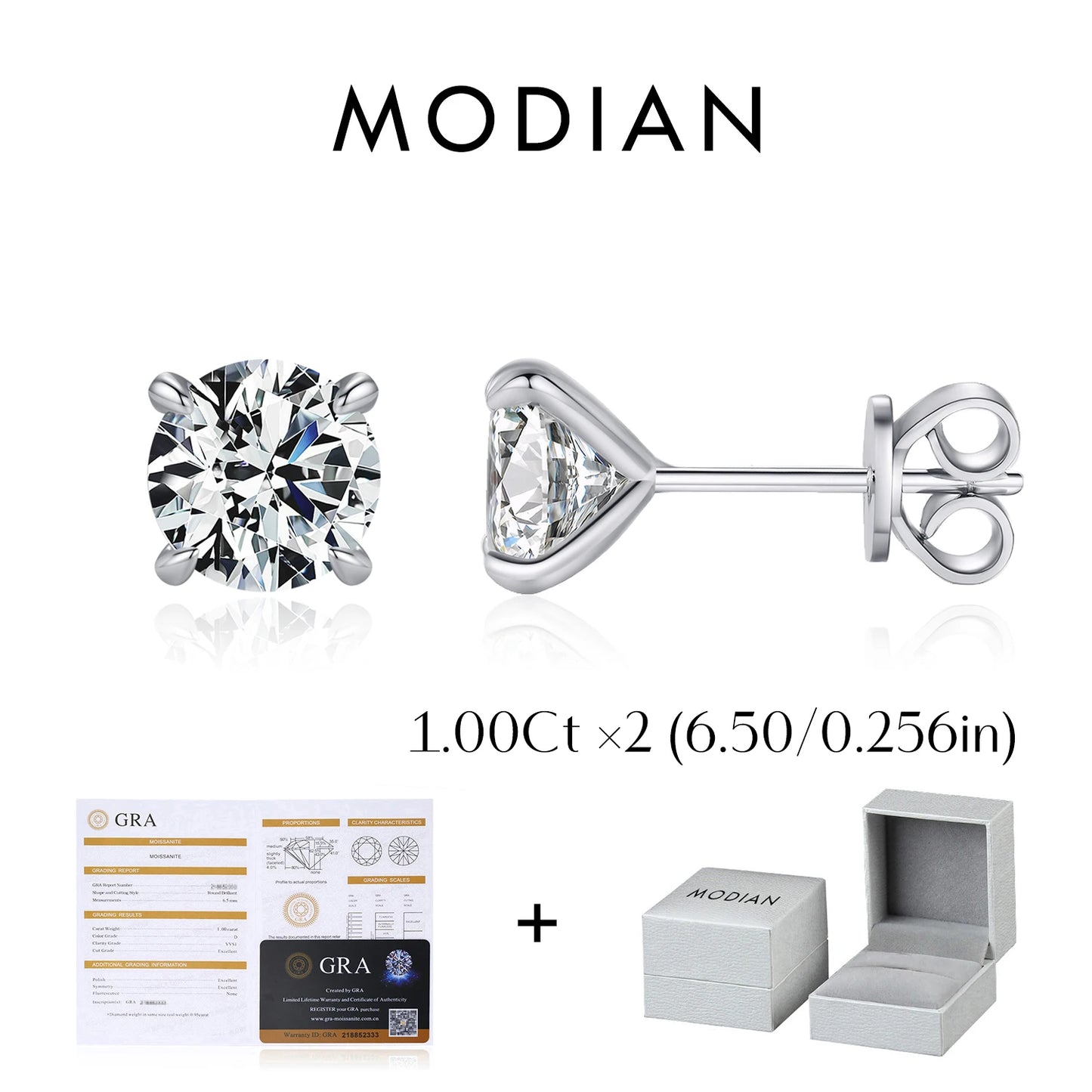 5 Sizes D Color Moissanite Earrings 925 Sterling Silver Sparkling Luxury Stud Earrings for Women Wedding Fine Jewelry