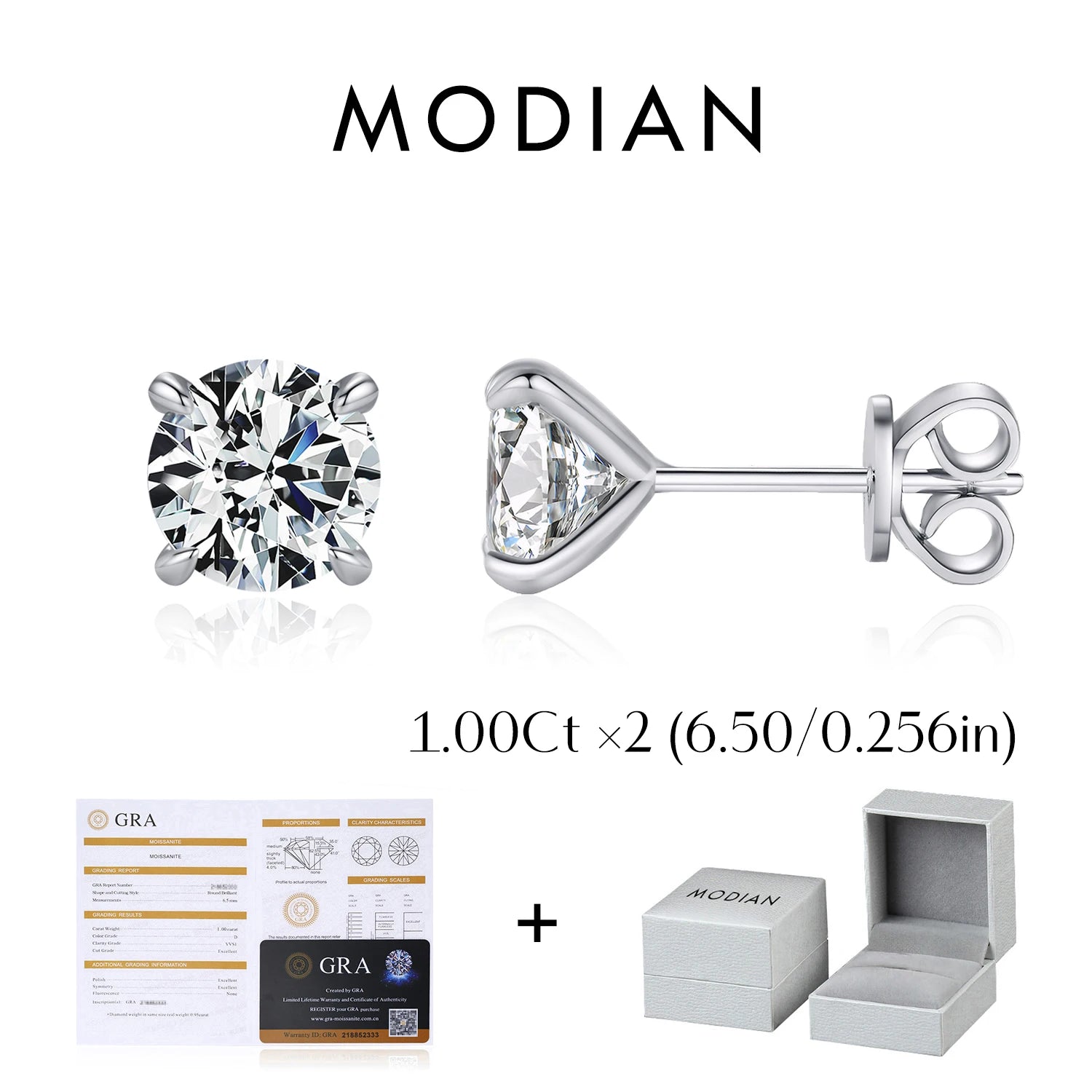 5 Sizes D Color Moissanite Earrings 925 Sterling Silver Sparkling Luxury Stud Earrings for Women Wedding Fine Jewelry