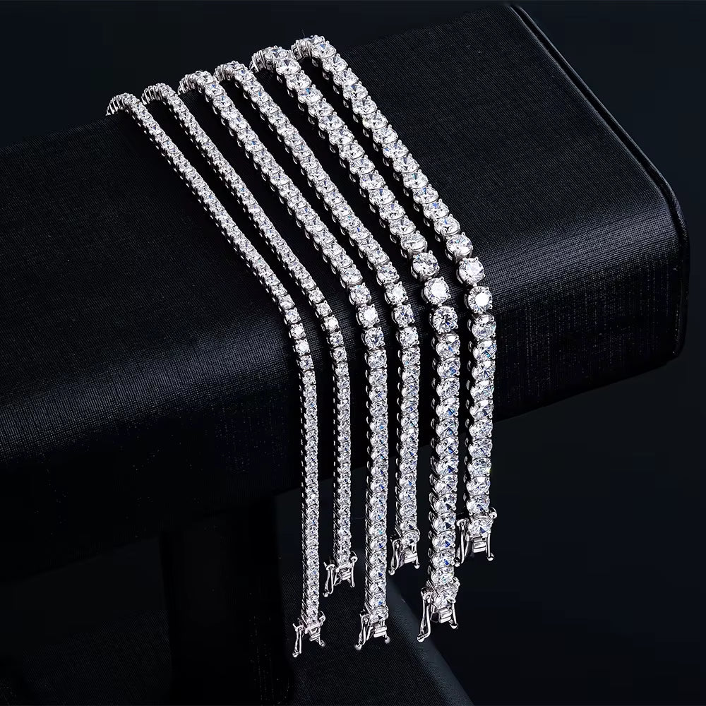 100% Real Moissanite Tennis Bracelet 925 Sterling Silver Plated 18K Gold with GRA Bracelet for Women Man Sparkling Party Jewelry